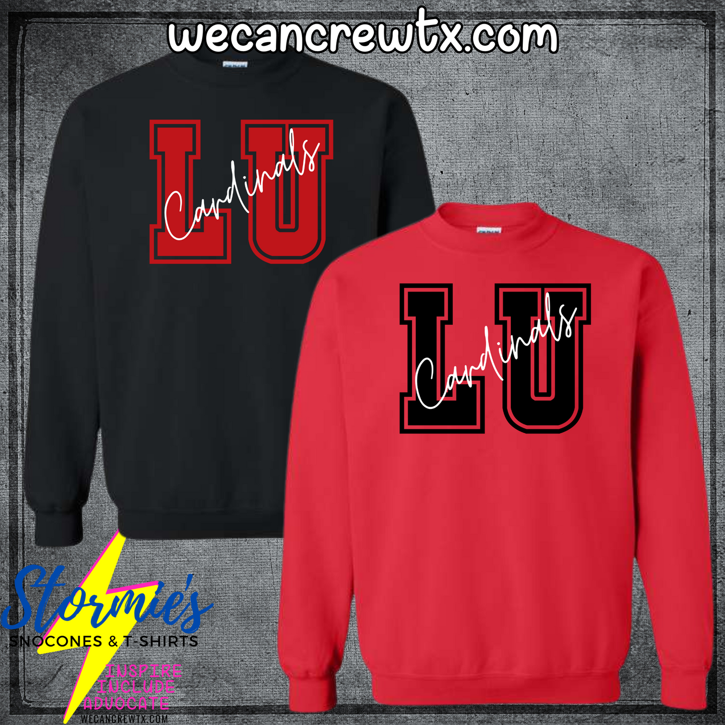 Lamar University Cardinals Initials Cursive Sweatshirt
