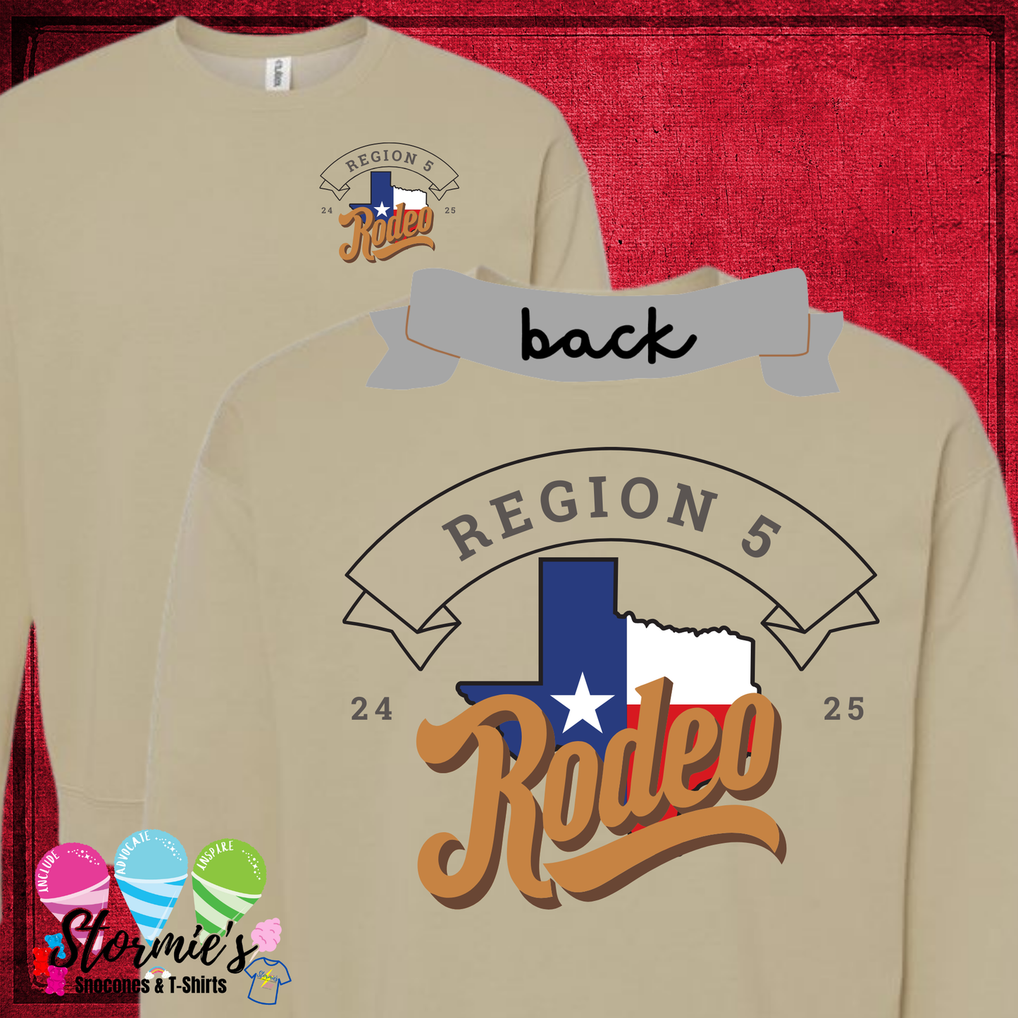 Rodeo Logo Region 5 Pocket & Back Design Sweatshirt & Hoodie & Long Sleeve Shirt