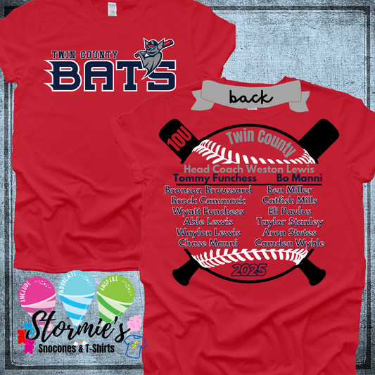 Bats 10U Twin County 2025 Red Shirt