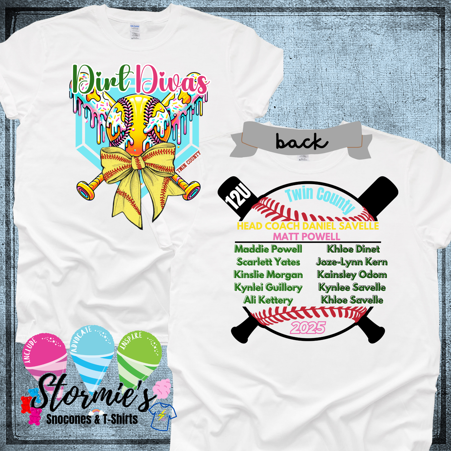 Dirt Divas 12U Softball Twin County 2025 White Shirt