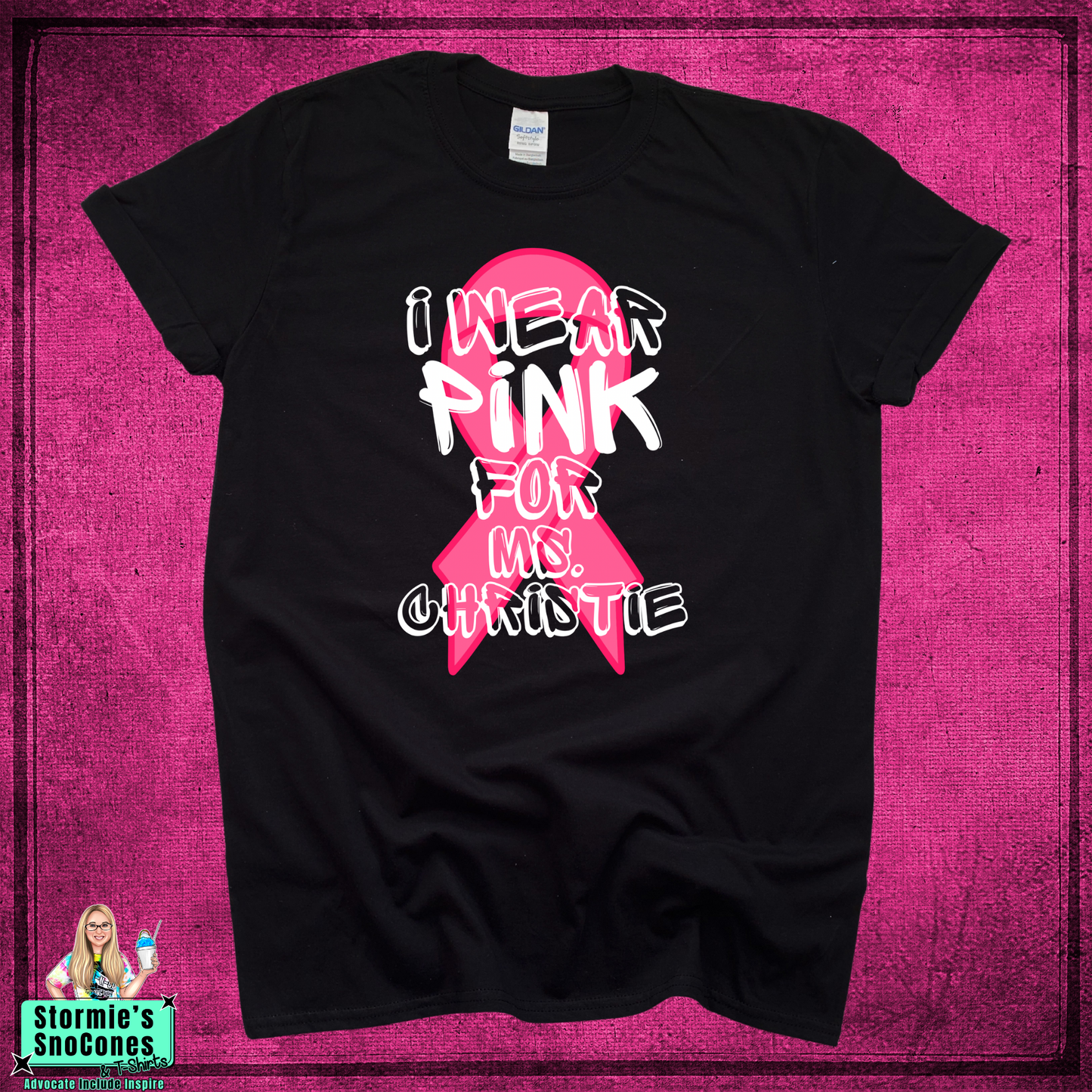 I Wear Pink for Ms.Christie Black Gildan Softstyle Comfort Colors Dryfit Shirt
