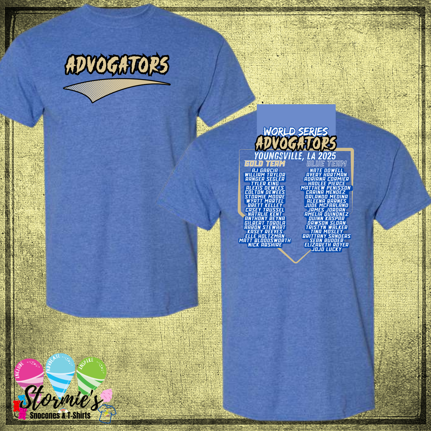 Advogators Baseball 2025 World Series Heathered Royal Blue tshirt