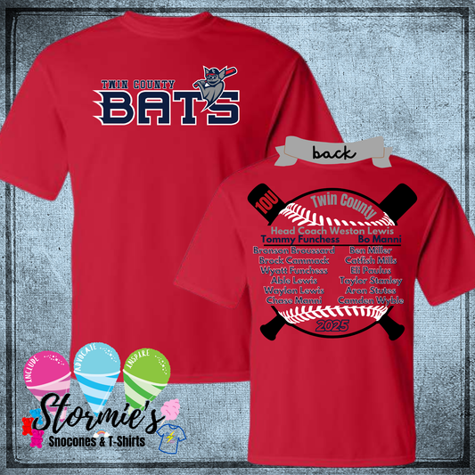 Bats 10U Twin County 2025 Red Dry Fit Shirt