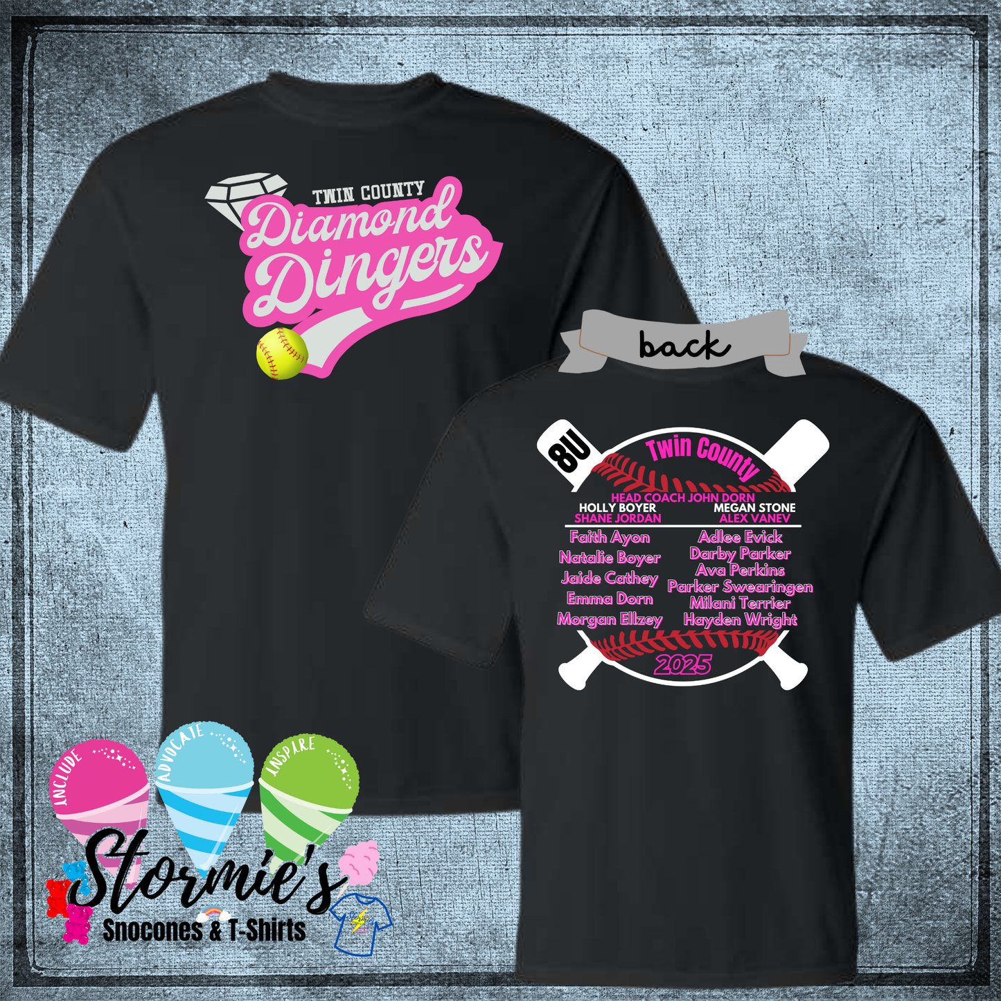 Diamond Dingers 8U Softball Twin County 2025 Black Dry Fit Shirt