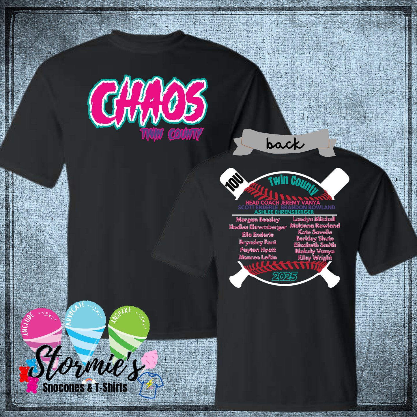Chaos 10U Softball Twin County 2025 Black Dry Fit Shirt