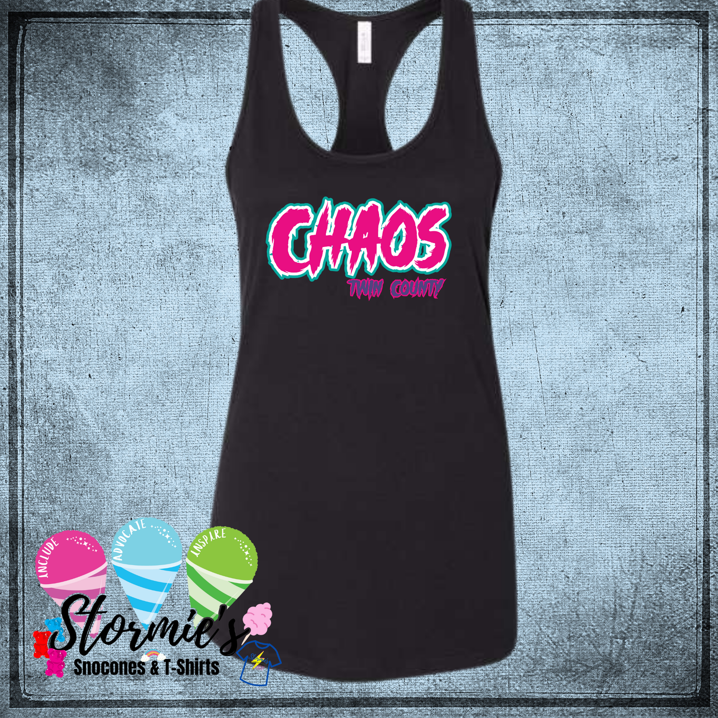 Chaos Softball Twin County 2025 Bella Racer Back Black Tank Top