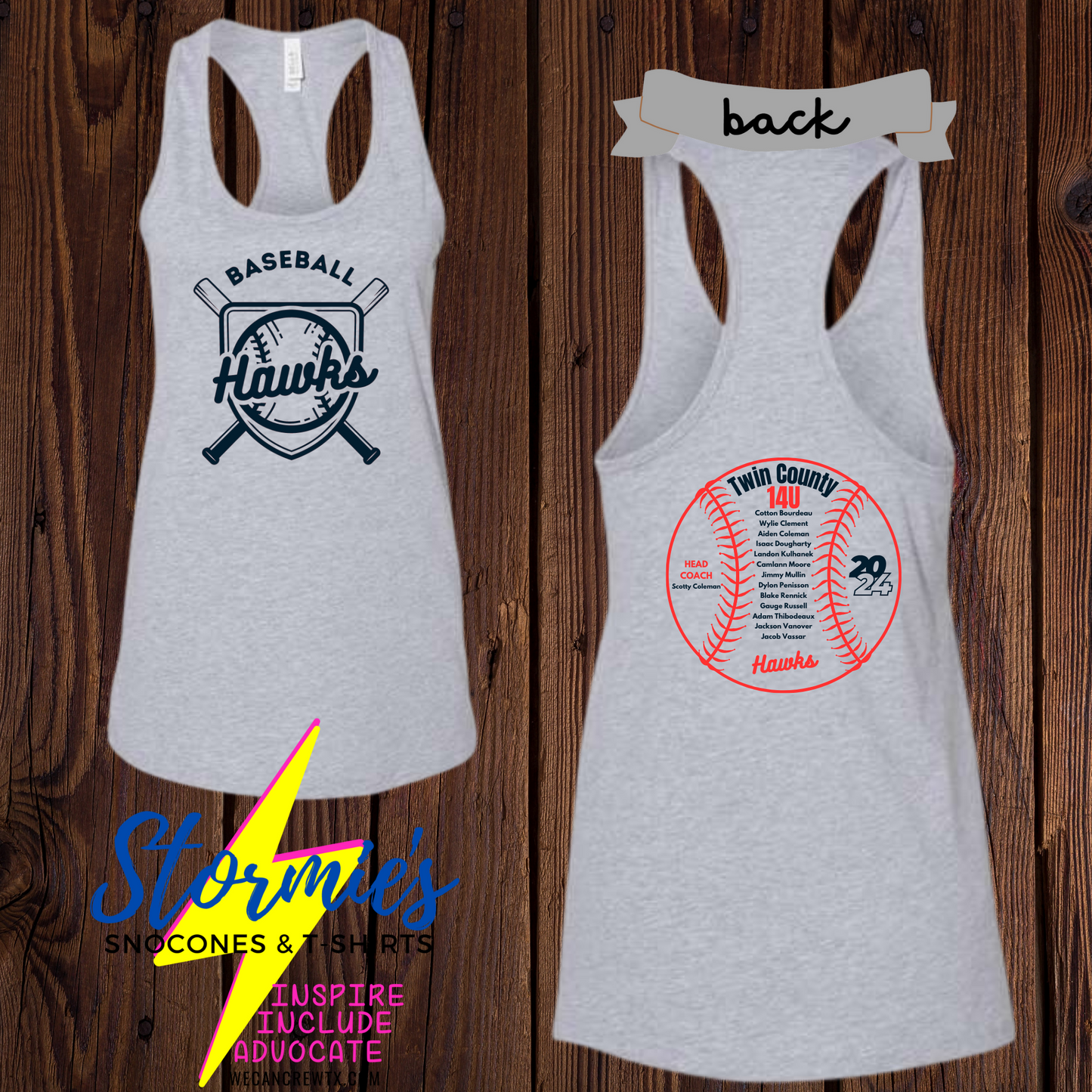 Hawks 14U Baseball Bella Racer Back Tank Top