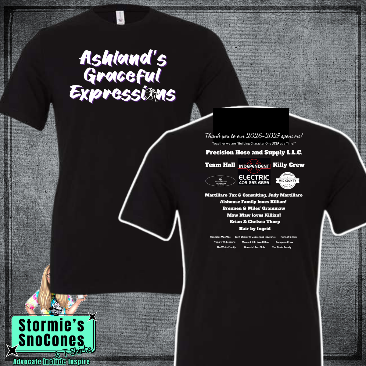 Ashland's Graceful Expressions 2026-27 Sponsors Bella Canvas Shirt