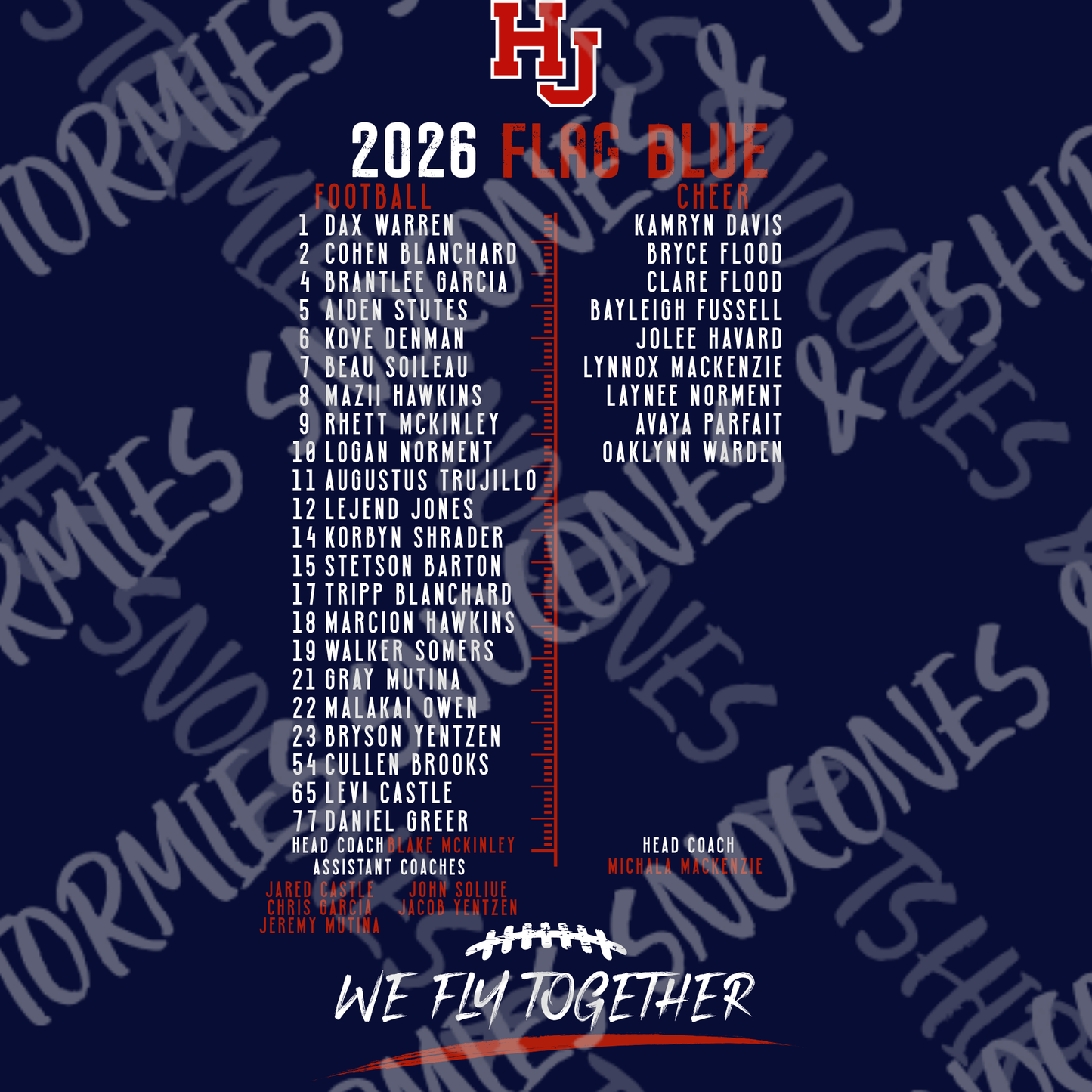 Hardin Jefferson Hawks HJYS Football & Cheer 2026 Shirt - FLAG BLUE