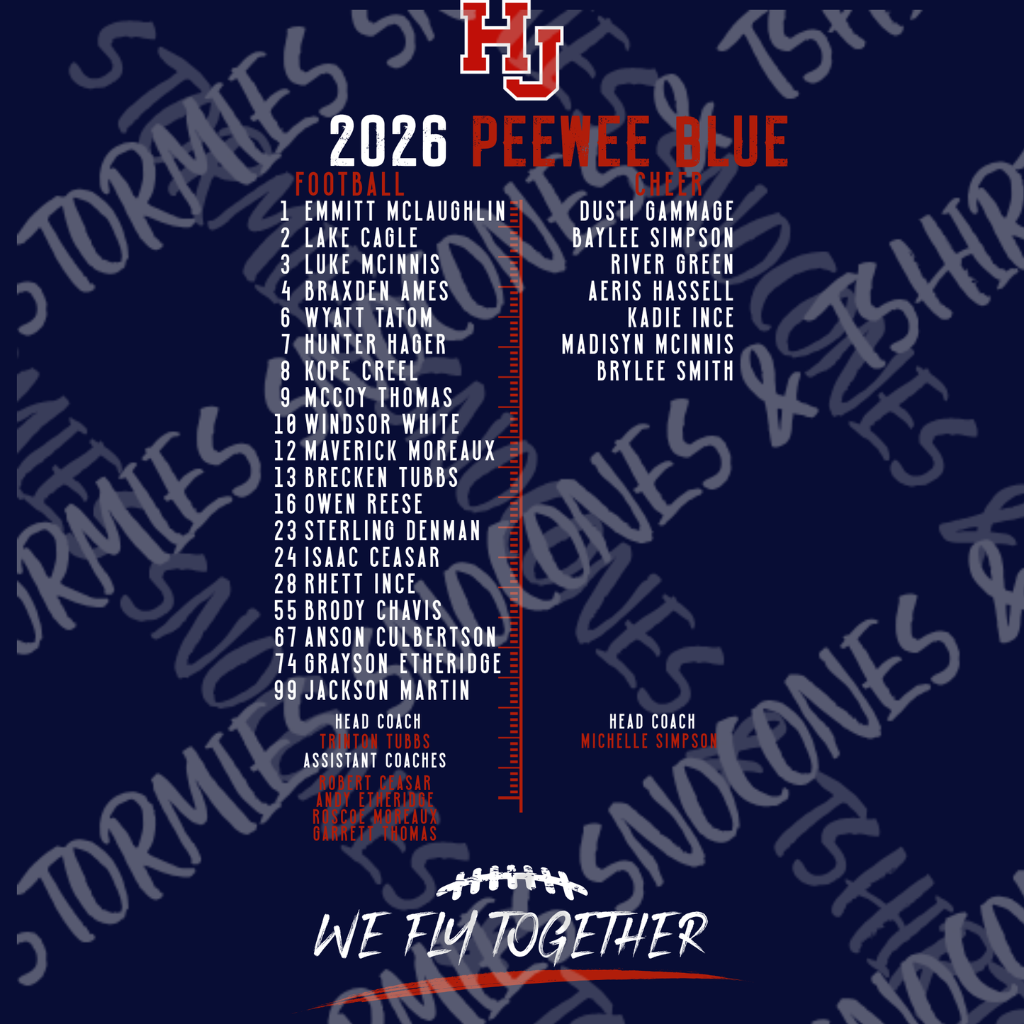 Hardin Jefferson Hawks HJYS Football & Cheer 2026 Shirt - PEEWEE BLUE