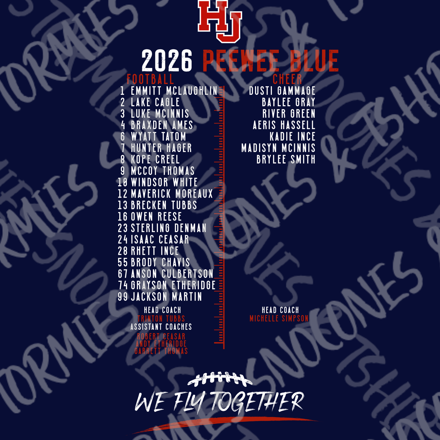 Hardin Jefferson Hawks HJYS Football & Cheer 2026 Shirt - PEEWEE BLUE