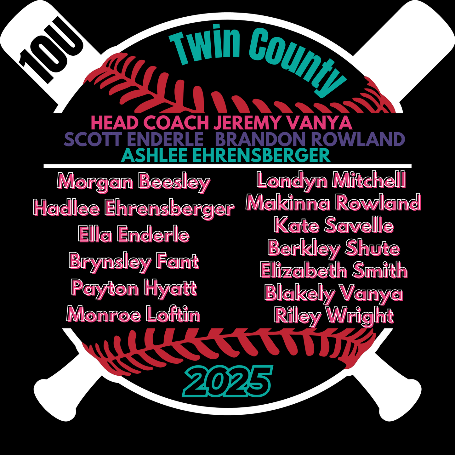 Chaos 10U Softball Twin County 2025 Black Dry Fit Shirt