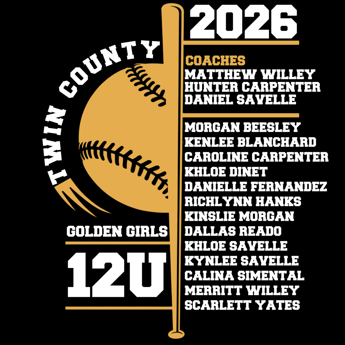 Golden Girls 12U Twin County 2026 Black Dry Fit Shirt