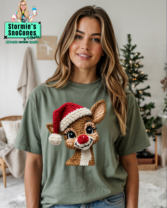 Faux Yarn Rudolph Grass Comfort Colors Shirt