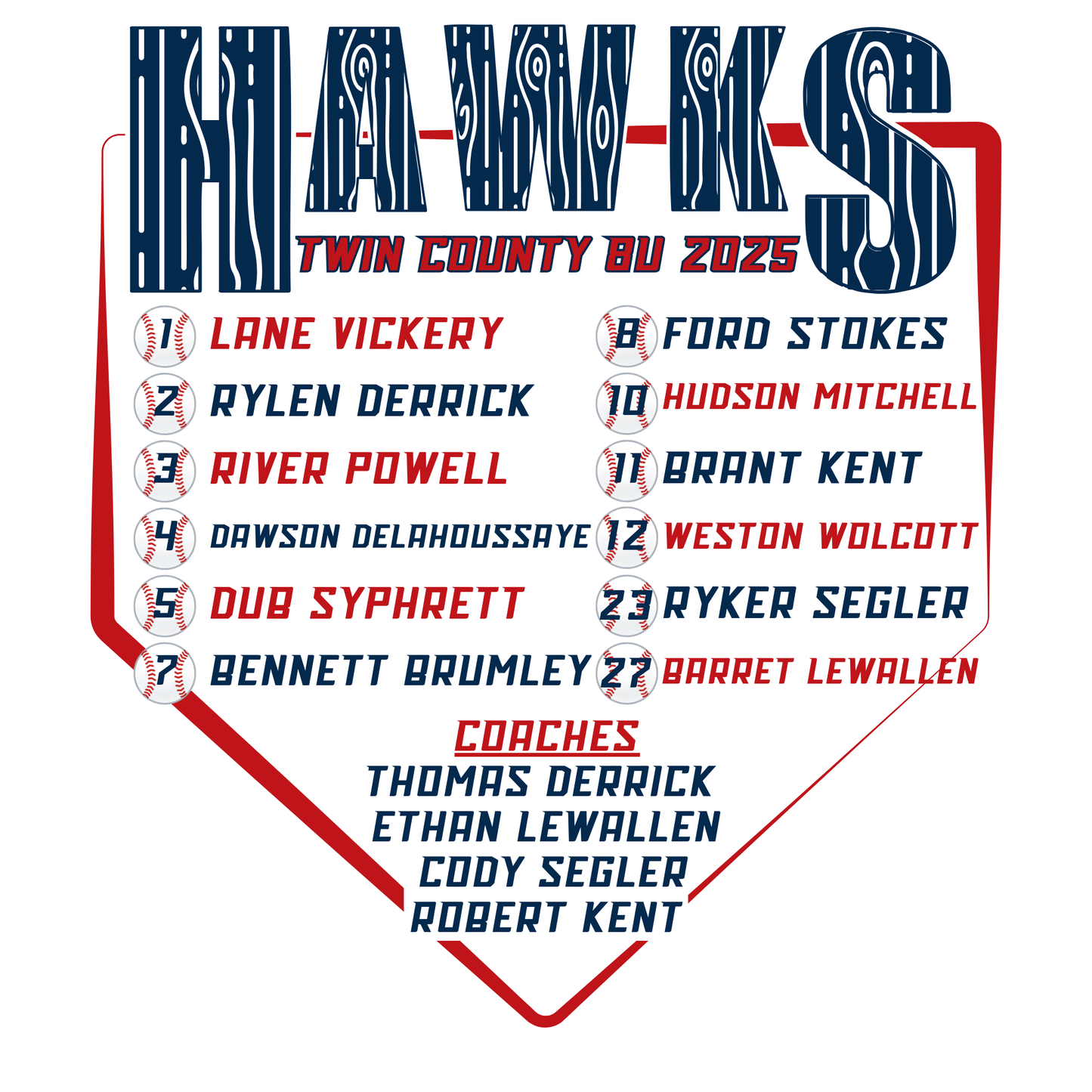 Hawks 8U Baseball All Stars 2025 NATIONAL White Dry Fit Shirt