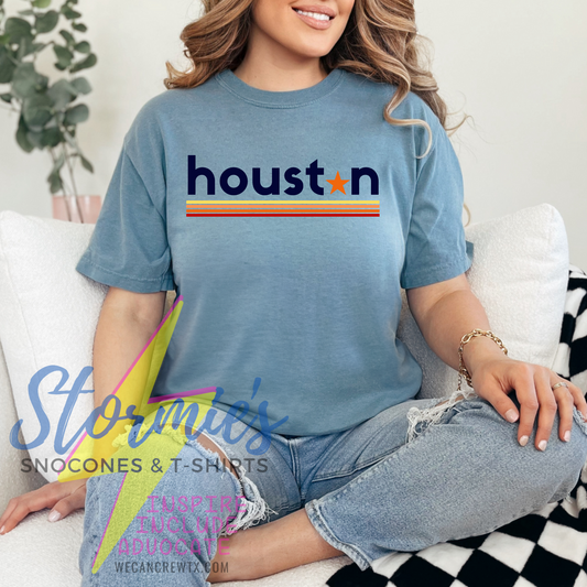Houston Astros Lines Ice Blue Comfort Colors Shirt