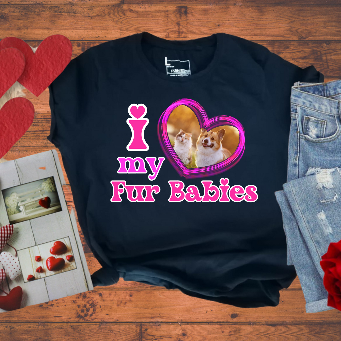 I Heart My Fur Babies Custom Picture Shirt