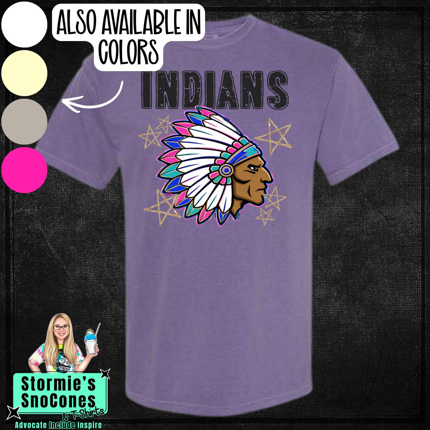 Indians Grunge Varsity Stars Gildan Comfort Colors Tultex Shirt