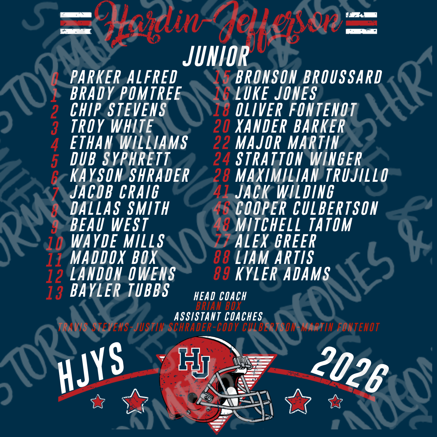 Hardin Jefferson Hawks HJYS Football 2026 Shirt - JUNIOR FOOTBALL