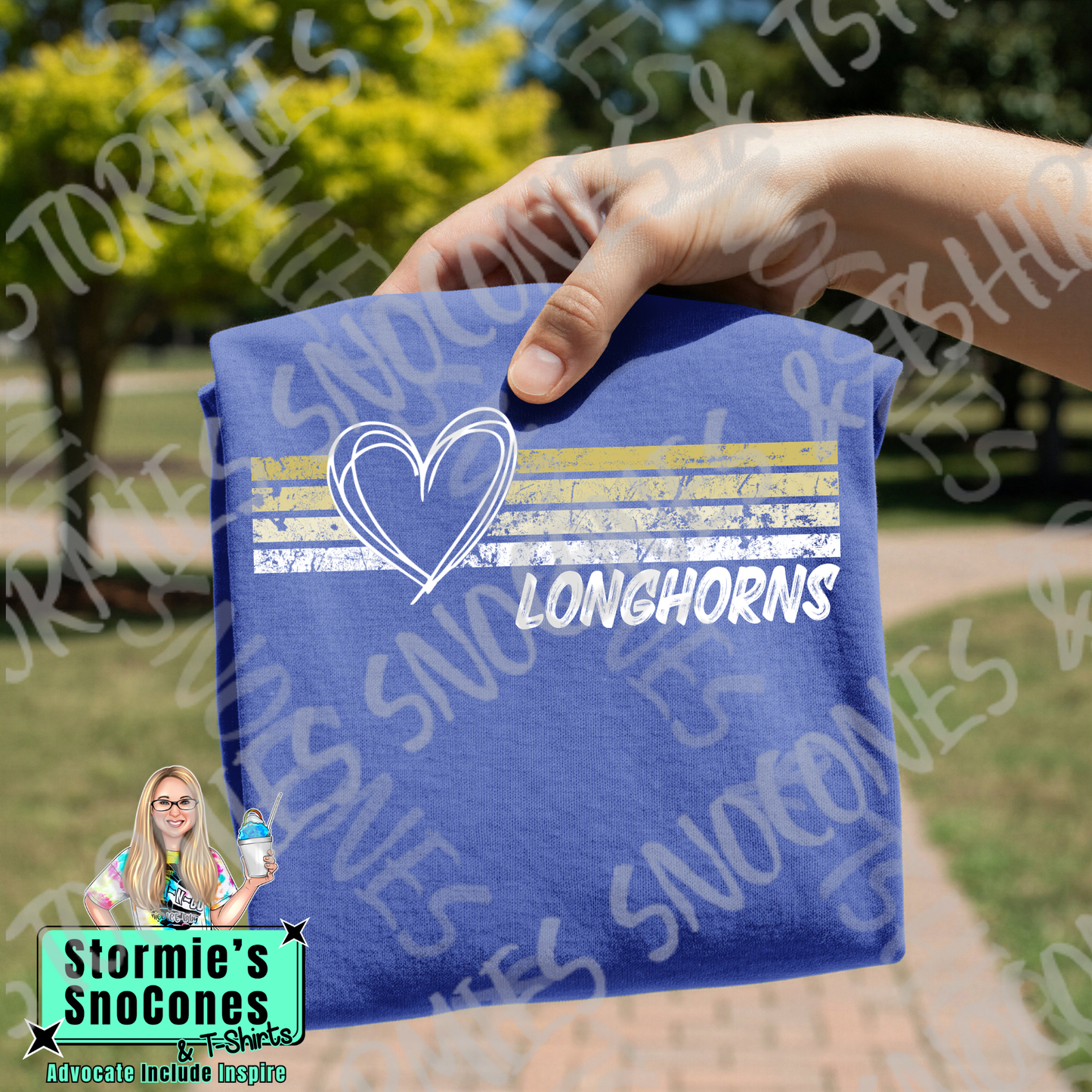 Hampshire Fannett Longhorns Heart Lines Blue Gildan Comfort Colors Bella Canvas Shirt