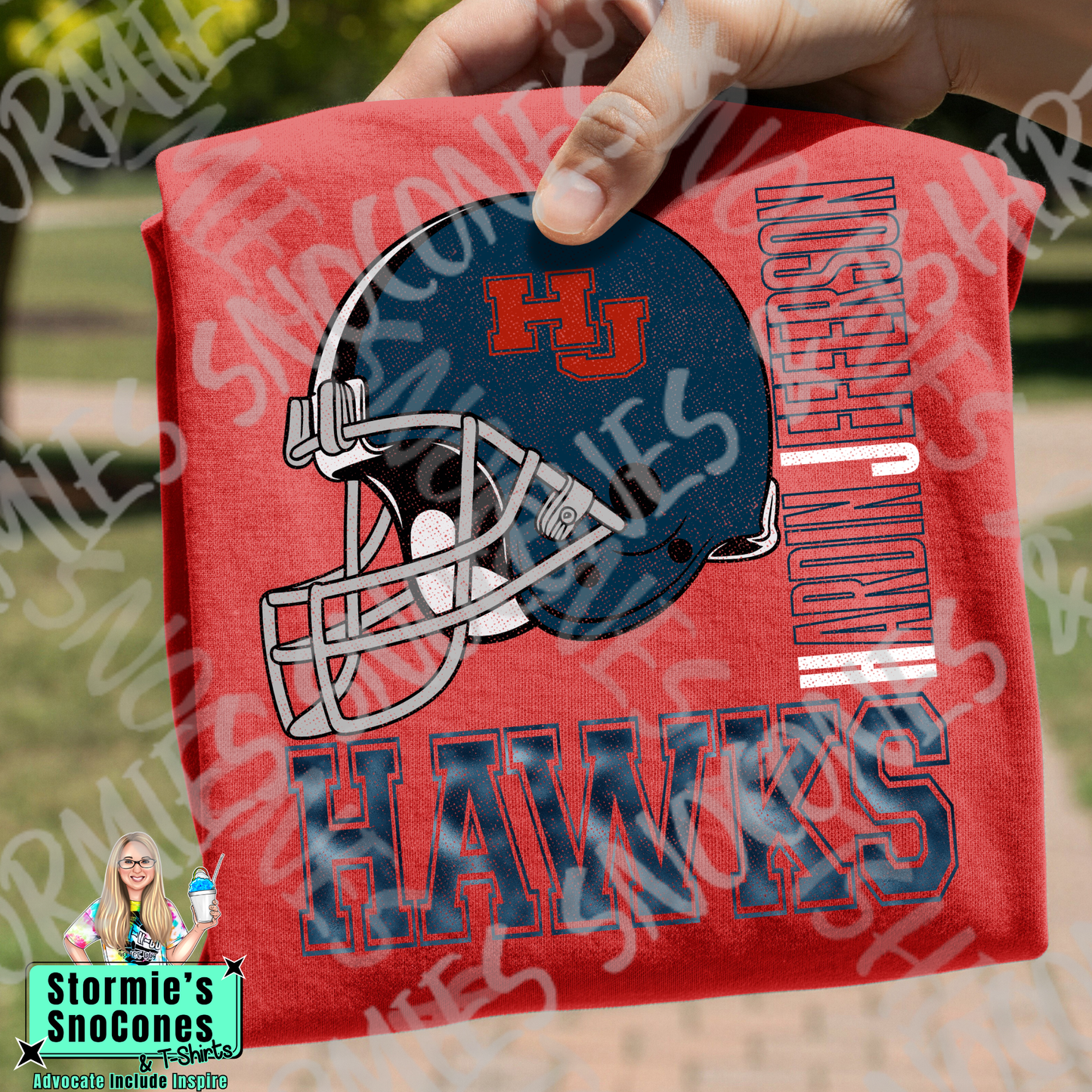 Hardin Jefferson Hawks Football Distressed Hallow Red Gildan Dryfit Comfort Colors Bella Canvas Shirt
