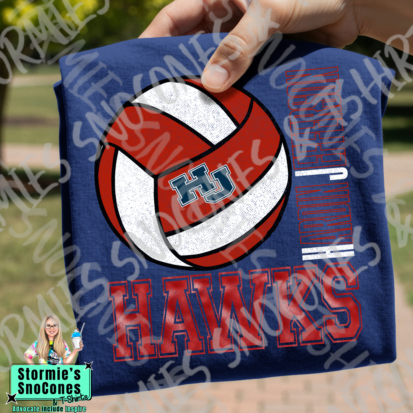 Hardin Jefferson Hawks Volleyball Distressed Hallow Navy Gildan Dryfit Comfort Colors Bella Canvas Shirt