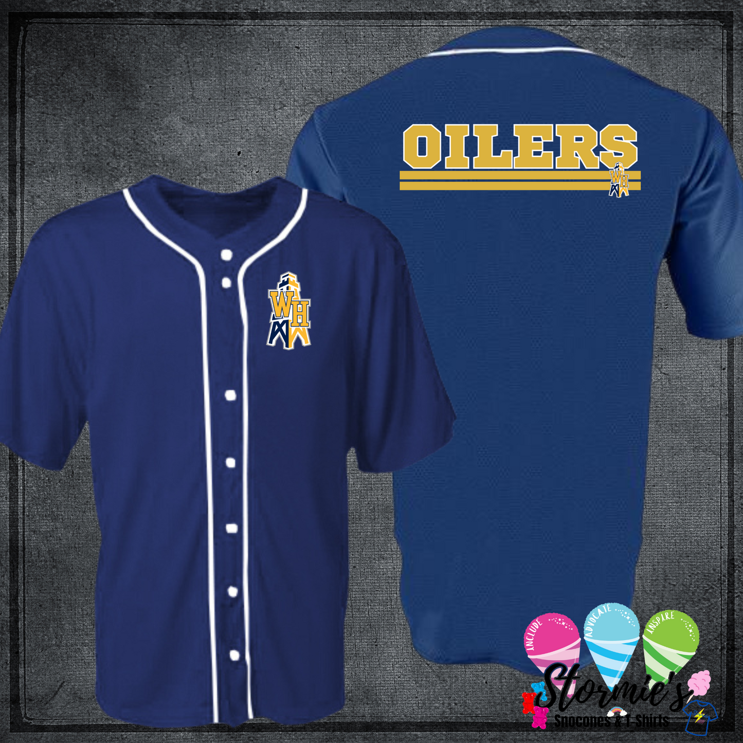 Oilers Custom Baseball Navy Jersey