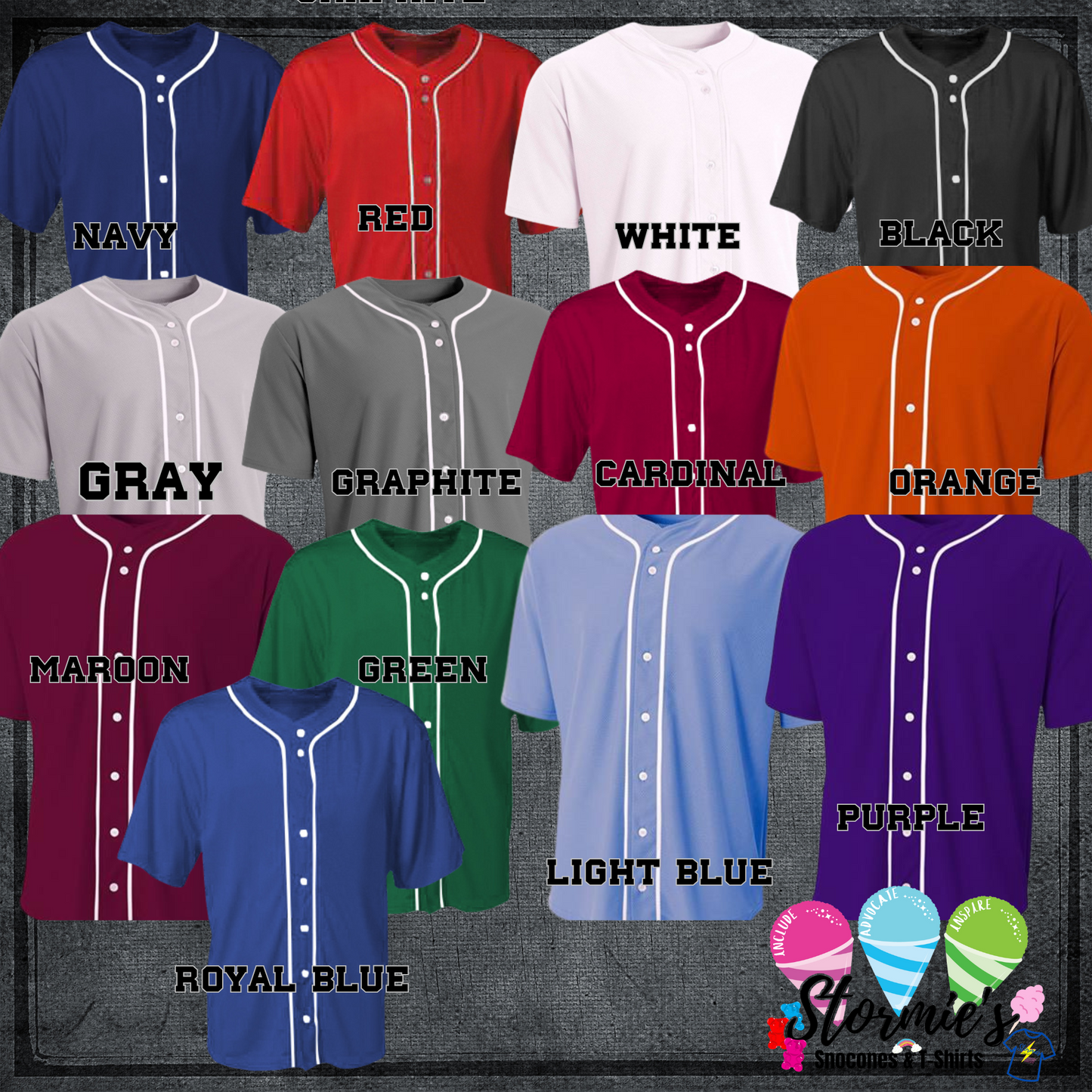 Any School Custom Baseball Jersey Last 3 colors
