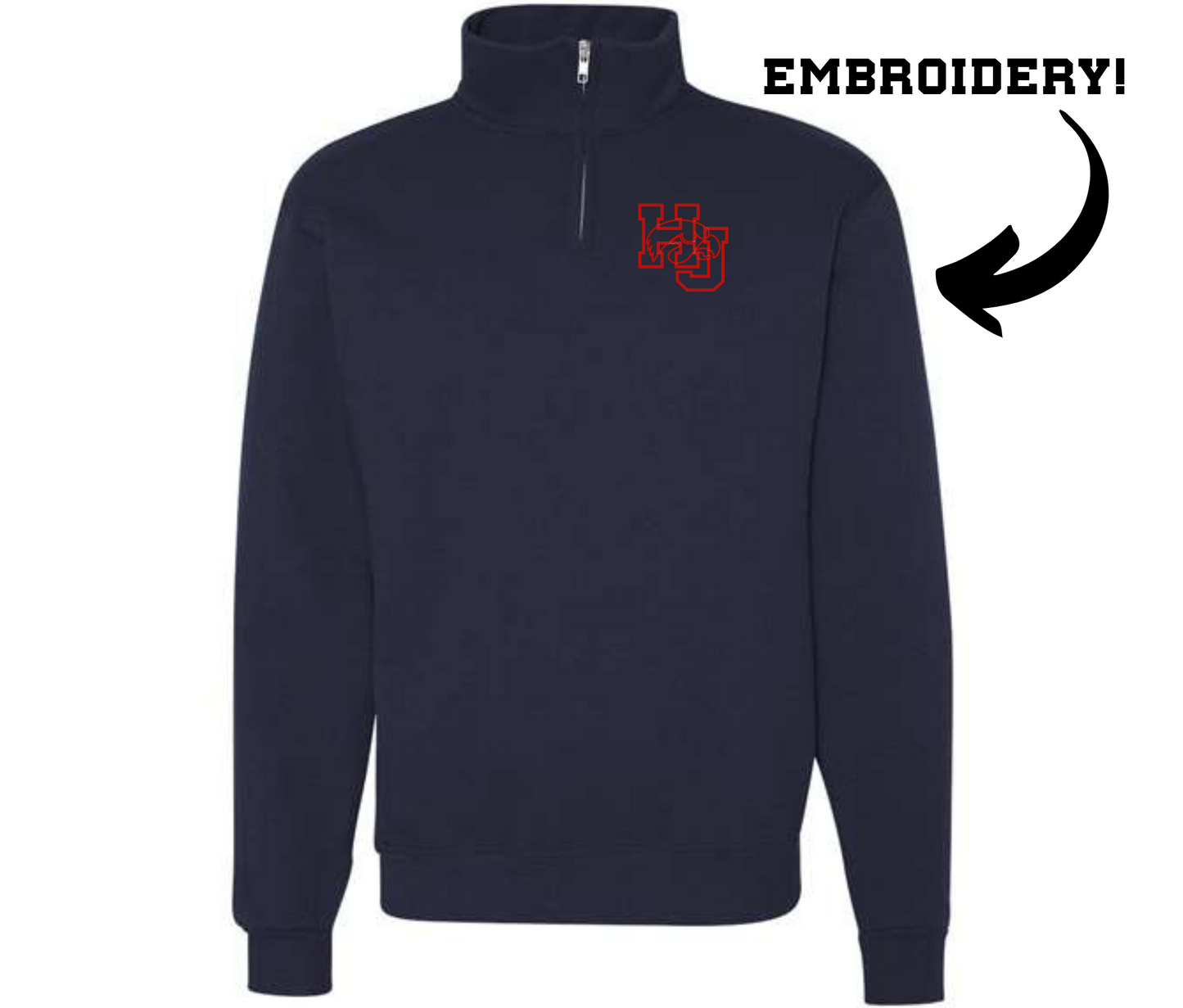 HJ Hawks Embroidered Navy Quarter Zip Jacket