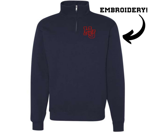 HJ Hawks Embroidered Navy Quarter Zip Jacket
