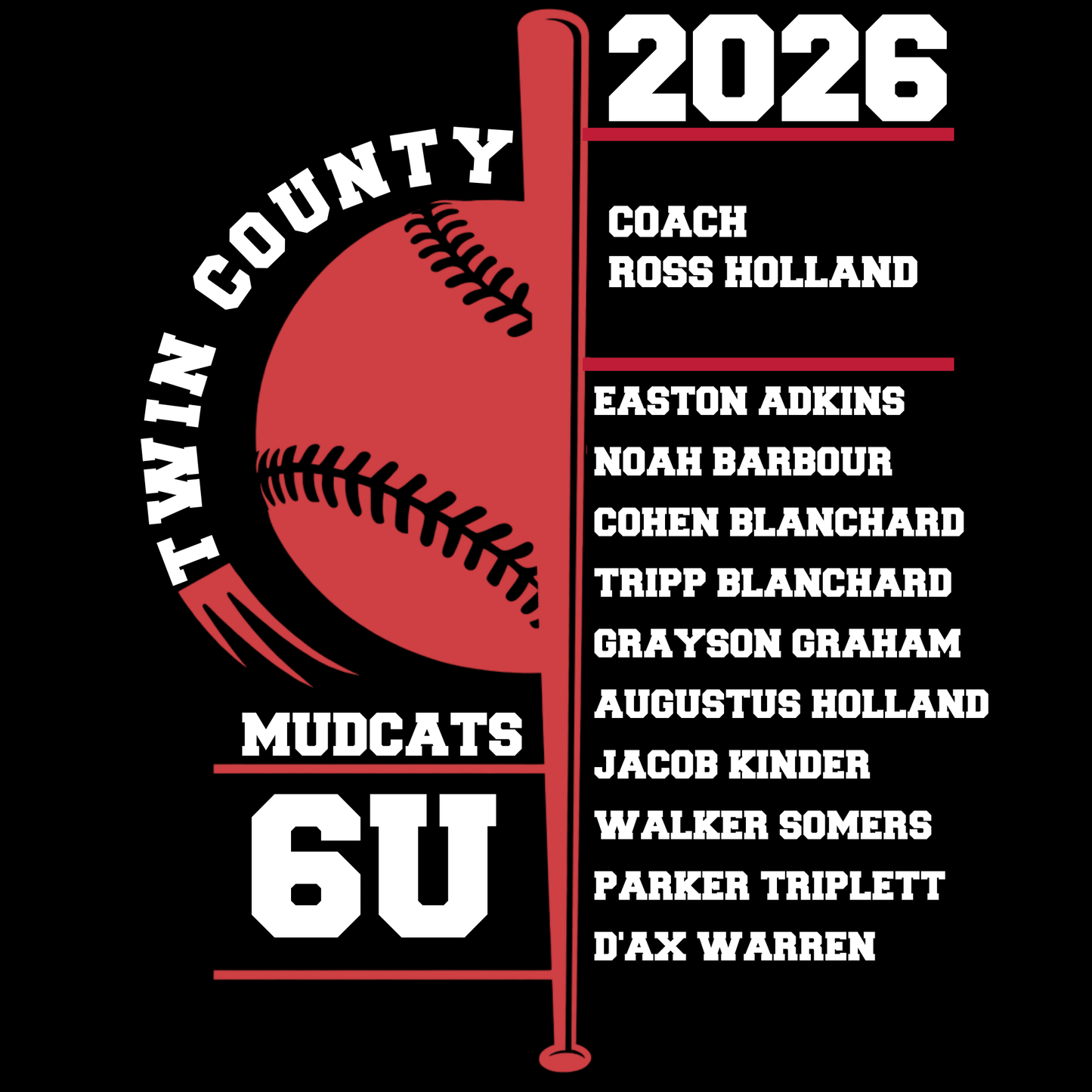 Mudcats 6U Twin County 2026 Black Dry Fit Shirt