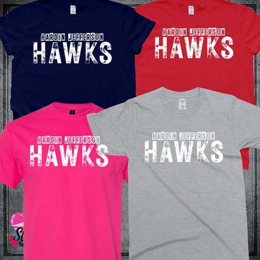 Hawks HJ Distressed Stencil TShirt