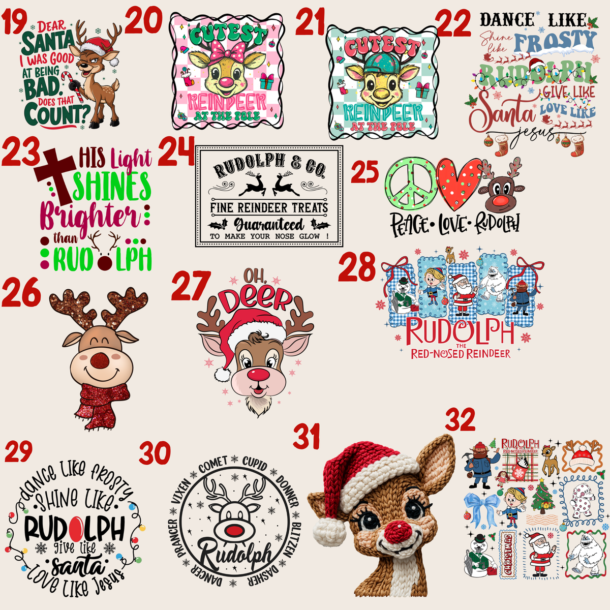 December Dress Up Days No Fuss 7 Shirt Pack 100+ Design Options