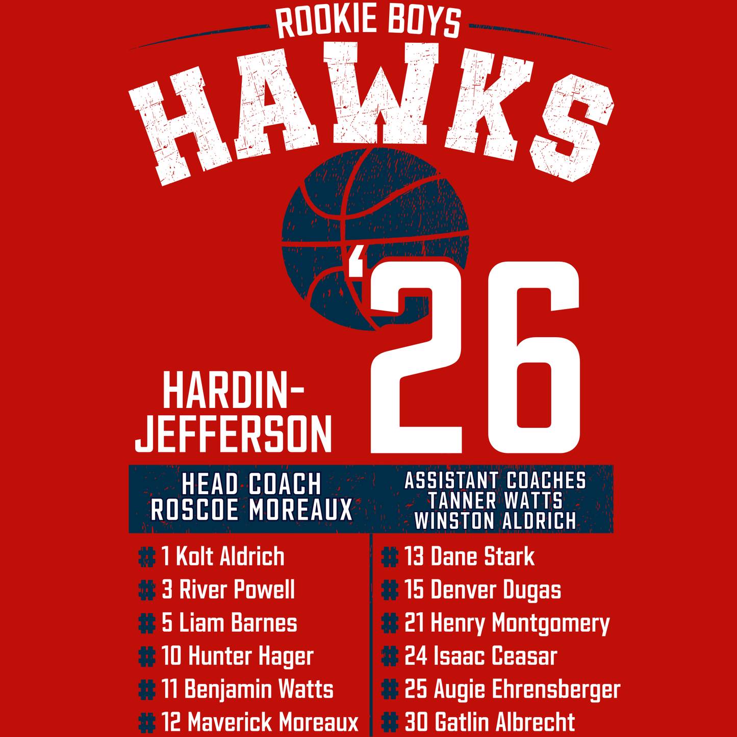 Hawks Rookie Boys All Stars 2026 Red Shirt