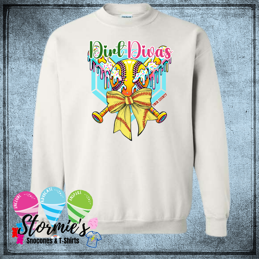 Dirt Divas Softball Twin County 2025 - White Sweatshirt & Hoodie & Long Sleeve Shiry