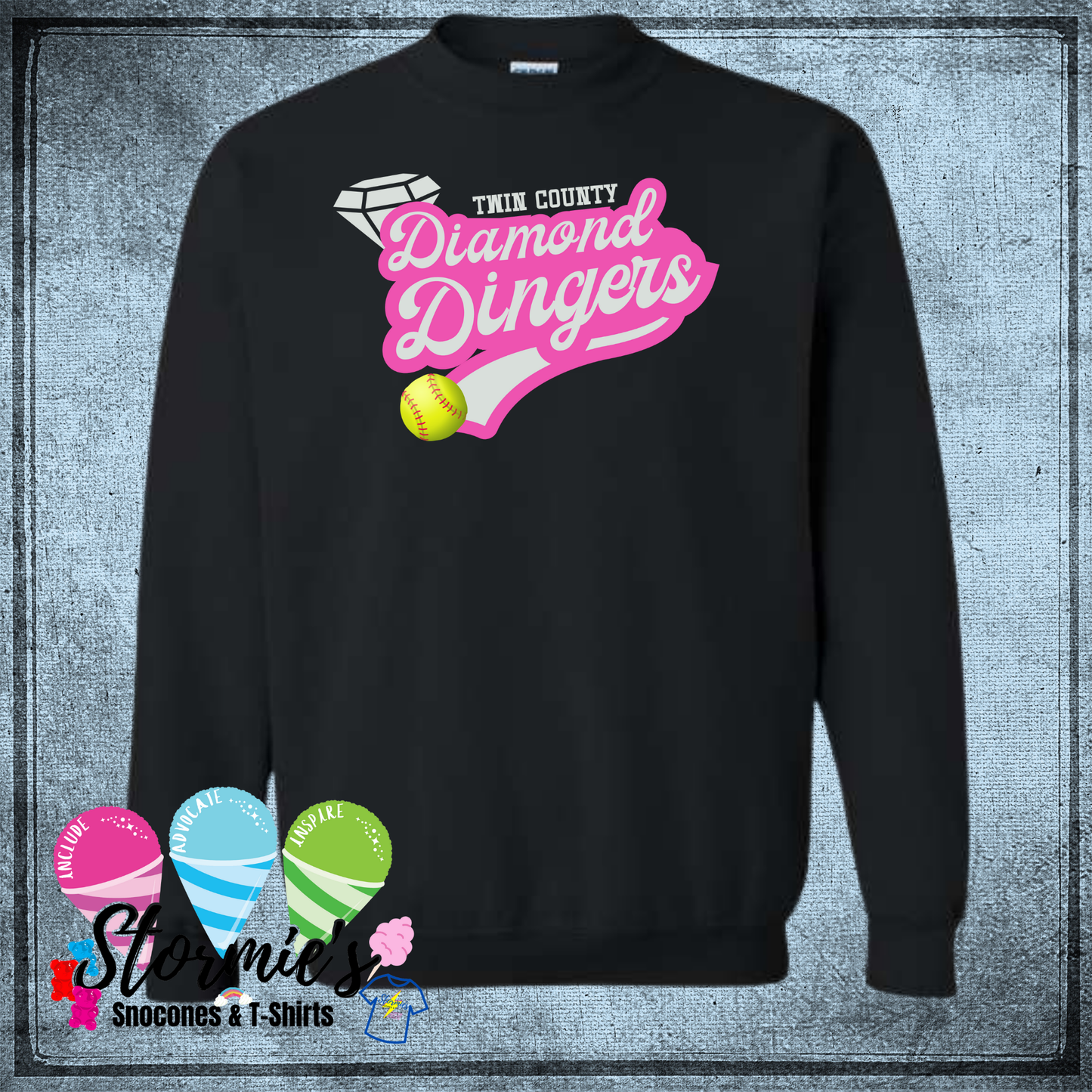 Diamond Dingers Softball Twin County 2025 - Black Sweatshirt & Hoodie & Long Sleeve Shirt