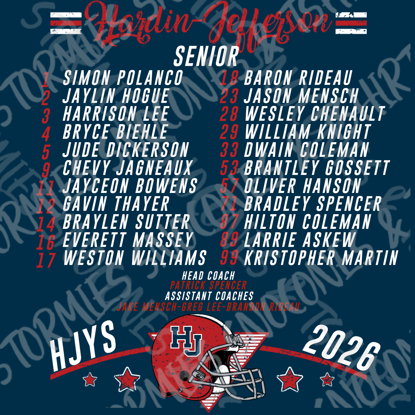 Hardin Jefferson Hawks HJYS Football 2026 Shirt - SENIOR FOOTBALL