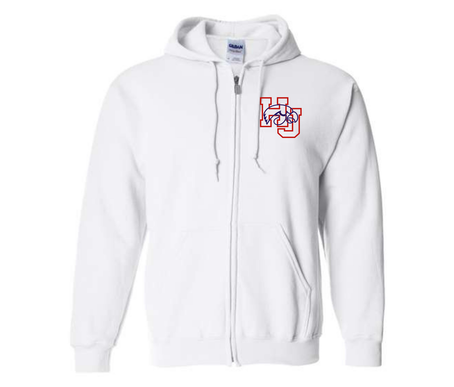 HJ Hawks Embroidered White Zip Jacket