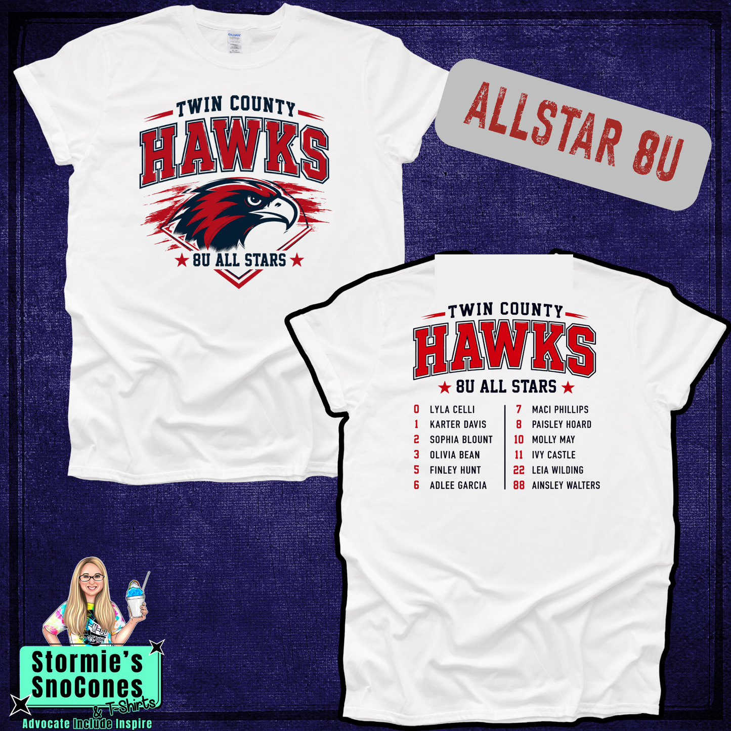Twin County All-Stars 8U 2026 White Shirt