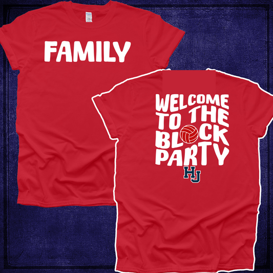Welcome To The Block Party Volleyball Red Shirt