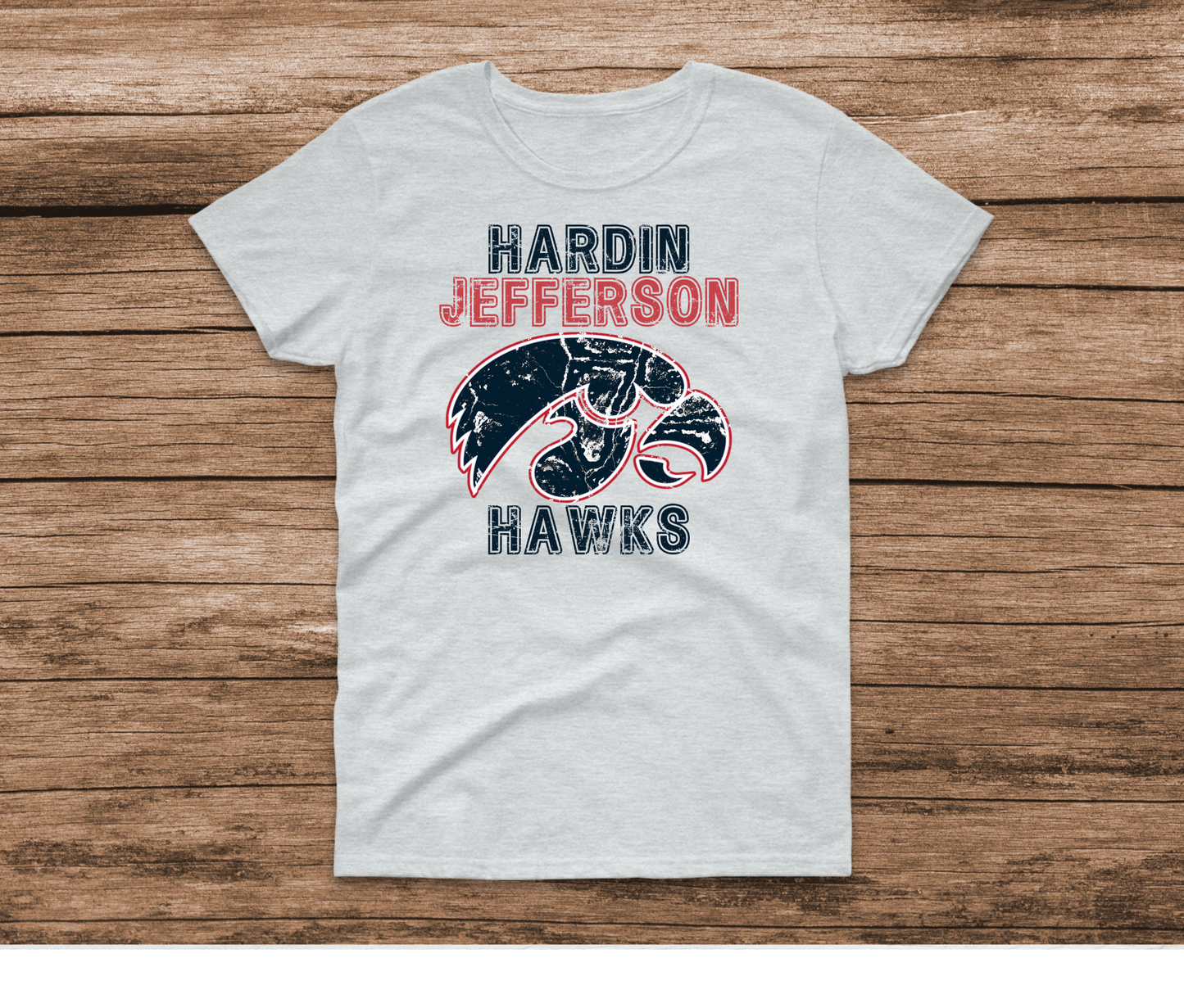 Hardin Jefferson Hawks Head Distressed Shirt