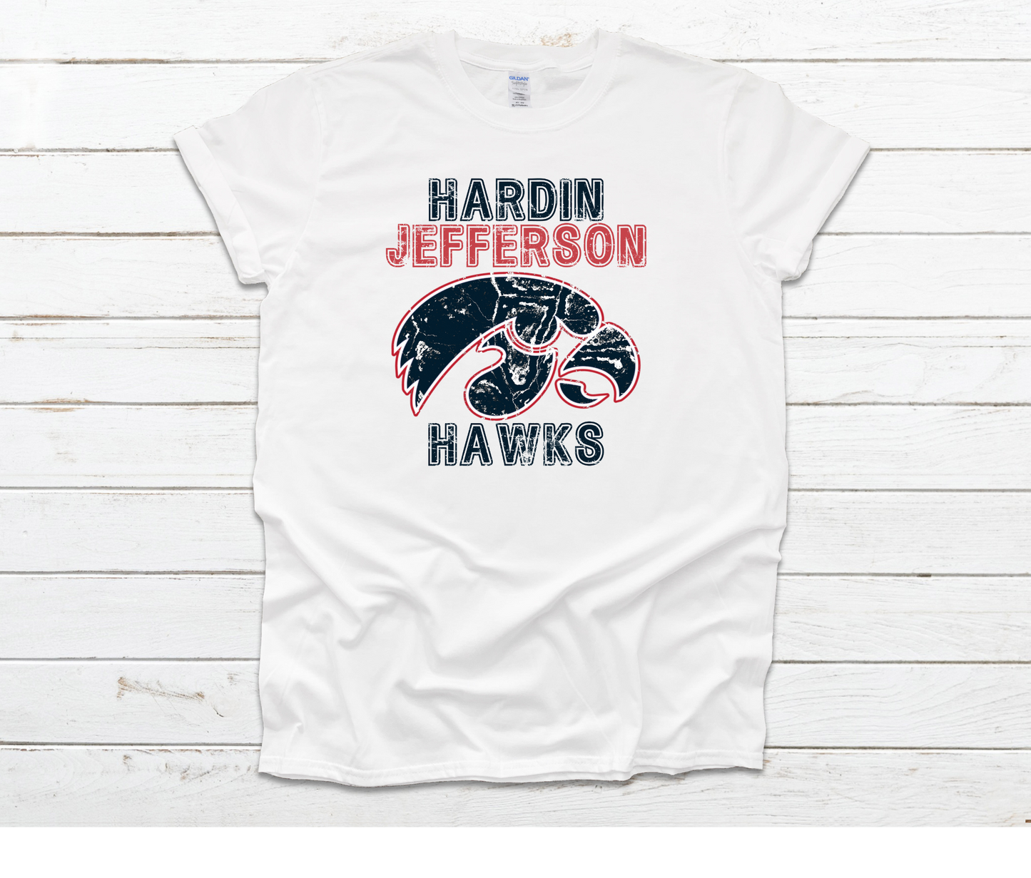 Hardin Jefferson Hawks Head Distressed Shirt