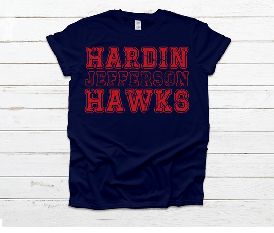 Hardin Jefferson Hawks Distressed 1 Shirt