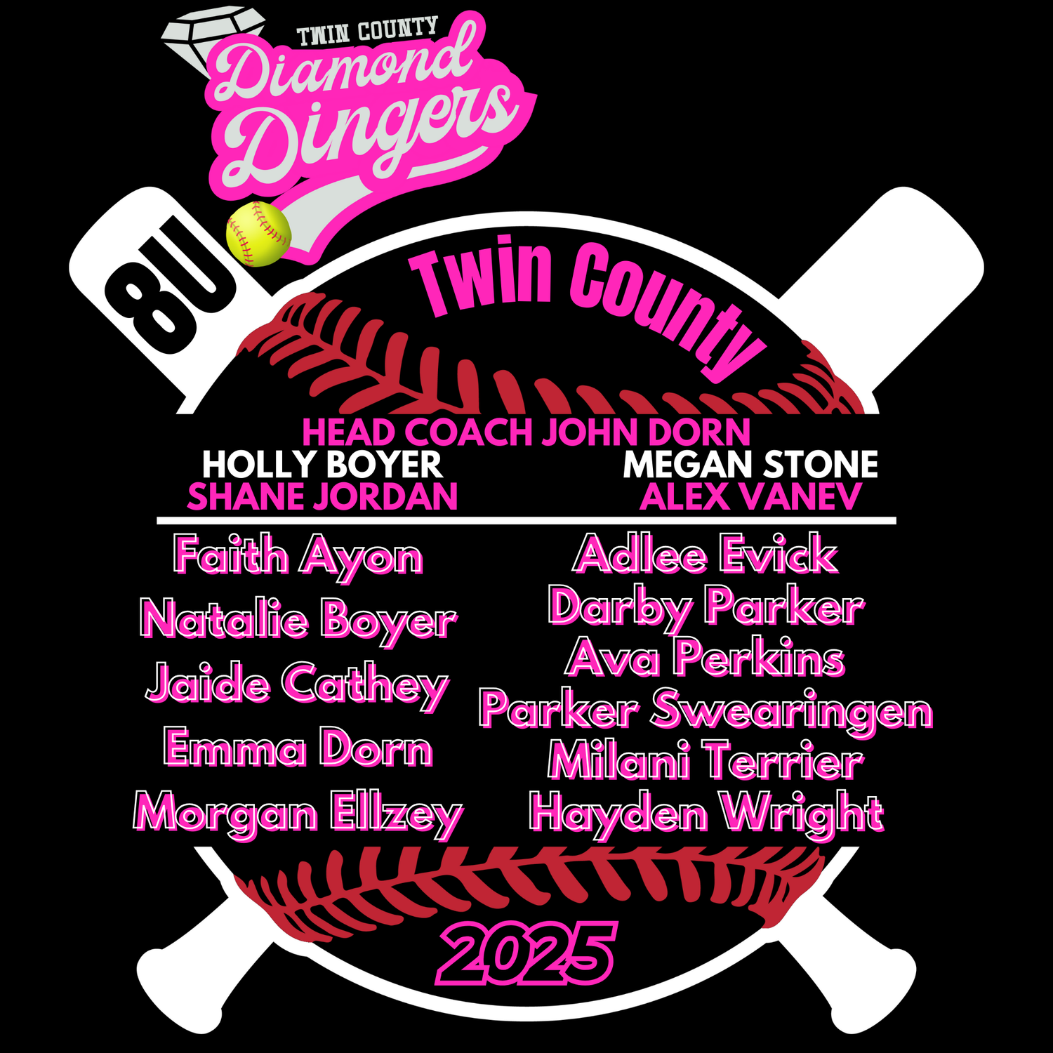 Diamond Dingers 8U Twin County 2025 Softball