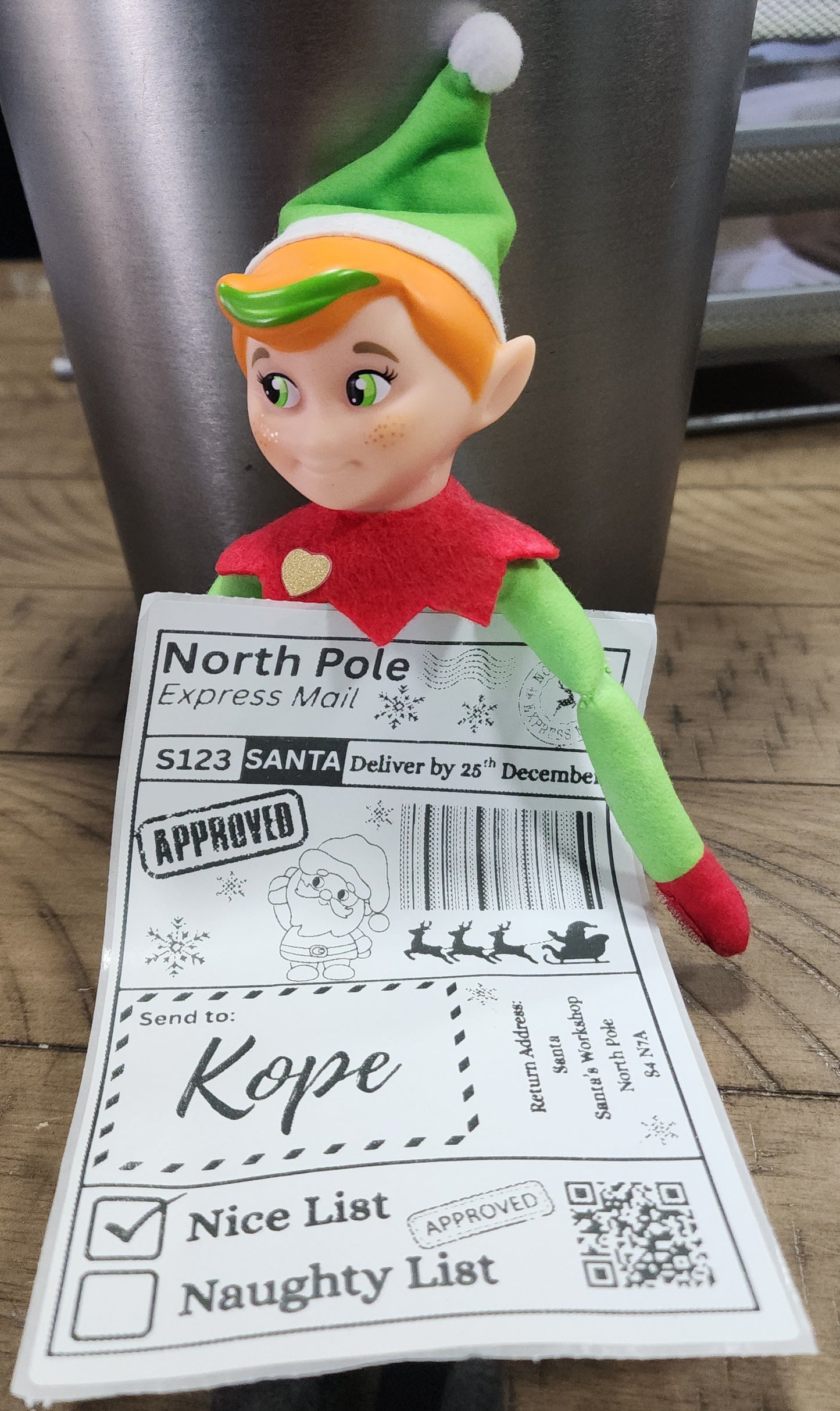 Santa Mail North Pole Express Mail Shipping Sticker Labels - Default Name is Blank