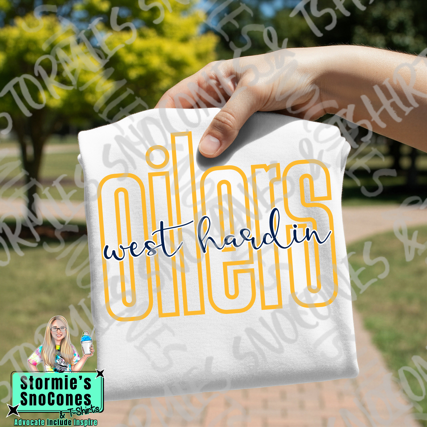 West Hardin Oilers Lowercase Block and Cursive White Gildan Comfort Colors Bella Canvas Shirt