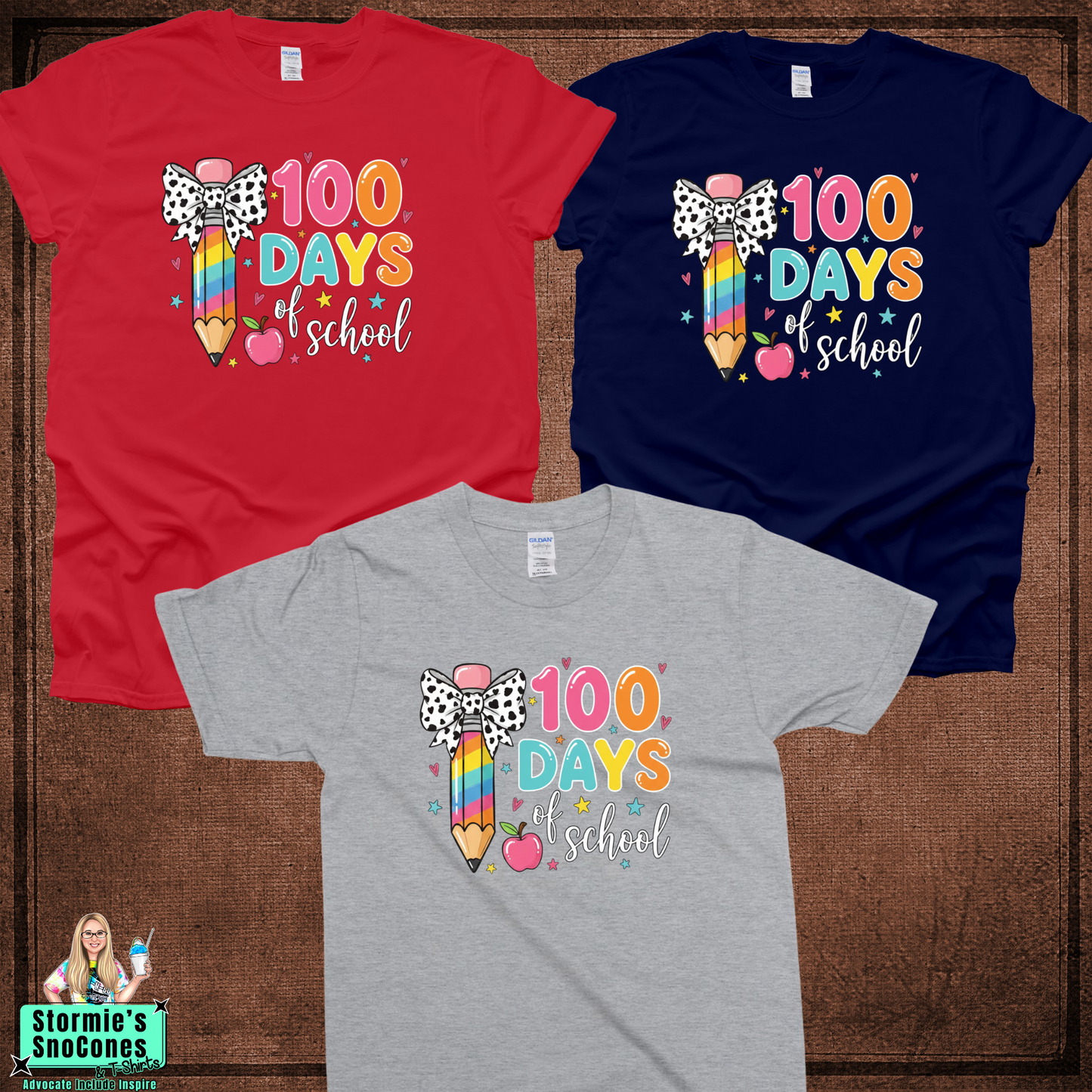 100 Days of School Pencil Bow Tshirt