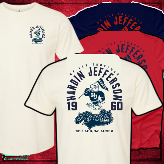 Hardin Jefferson Hawks Vintage Mascot Coordinates Tshirt