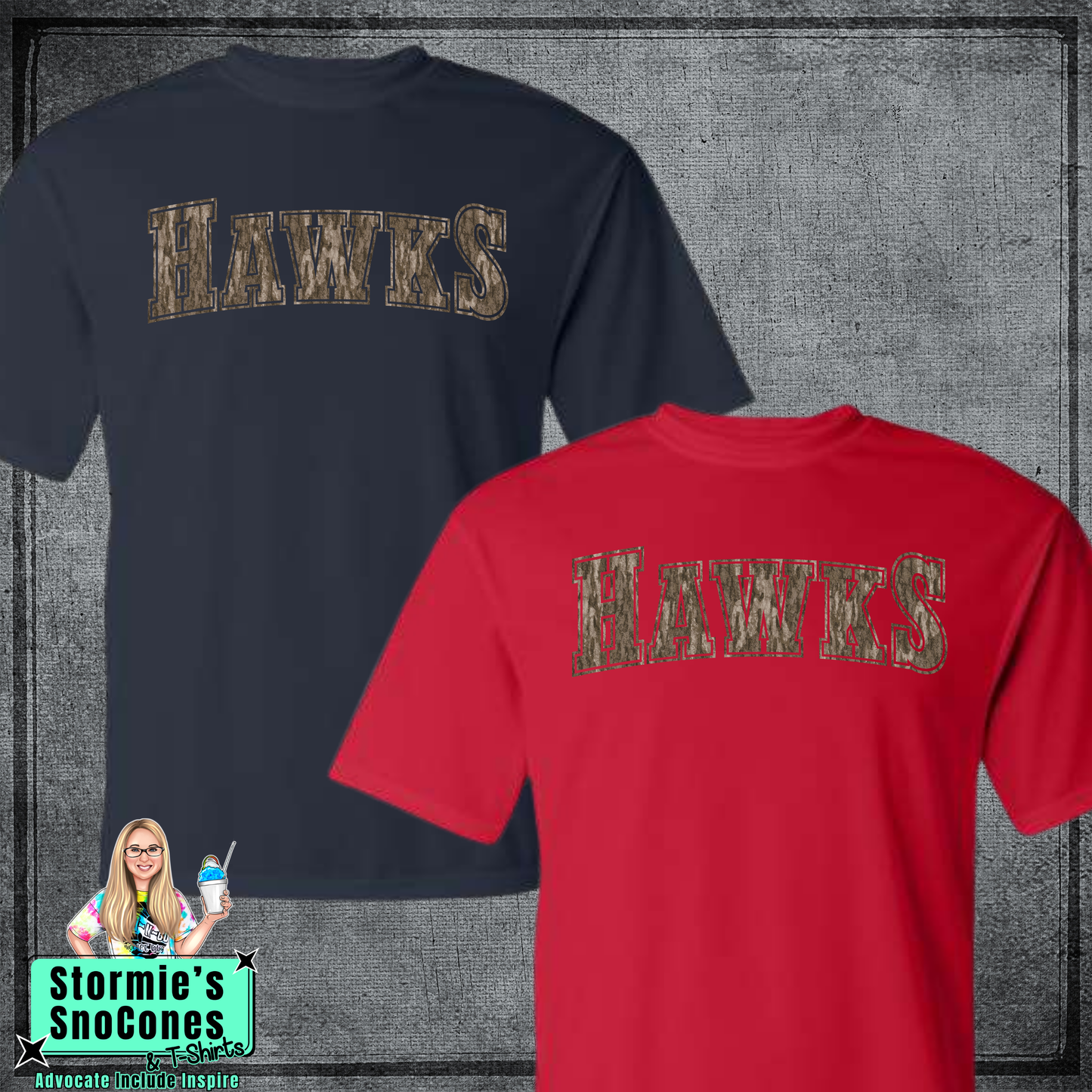 Hawks HJ Bottomland Camo - Dryblend or Dryfit - Short Sleeve Shirt