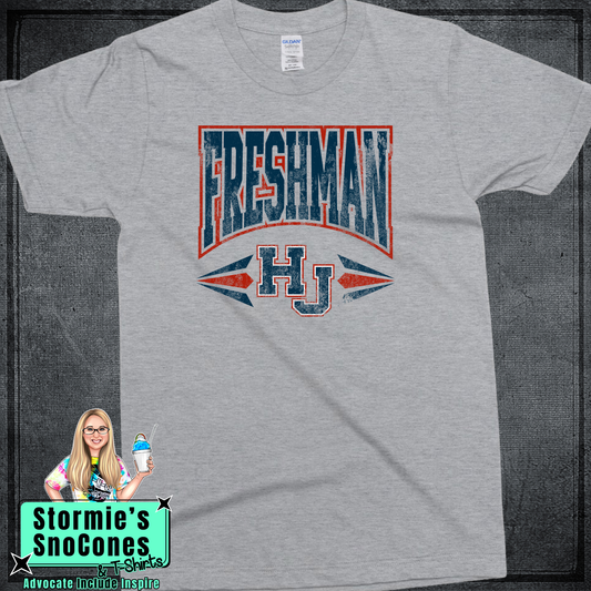 Hardin-Jefferson High School Grade Level Spirit FRESHMAN Sport Gray Tshirt